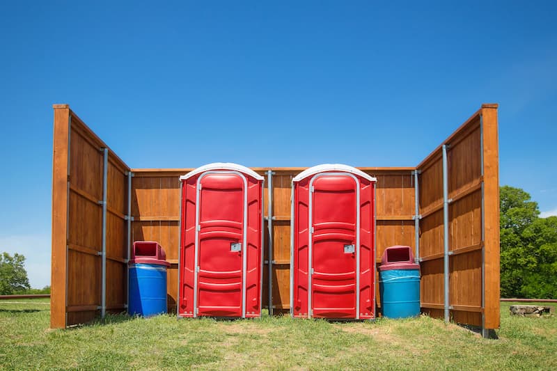 Short-term porta potty units staged for delivery in Buffalo, New York