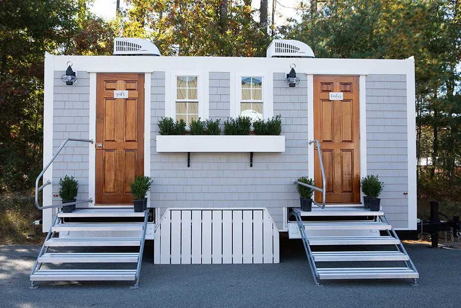 Wedding restroom units discretely staged at a venue in Buffalo, New York